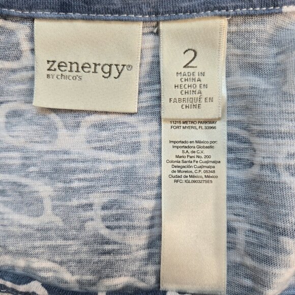810-4 Chico’s Zenergy glasses print zippered ¾ sleeve jacket Size 2 Large/12 - Picture 7 of 9